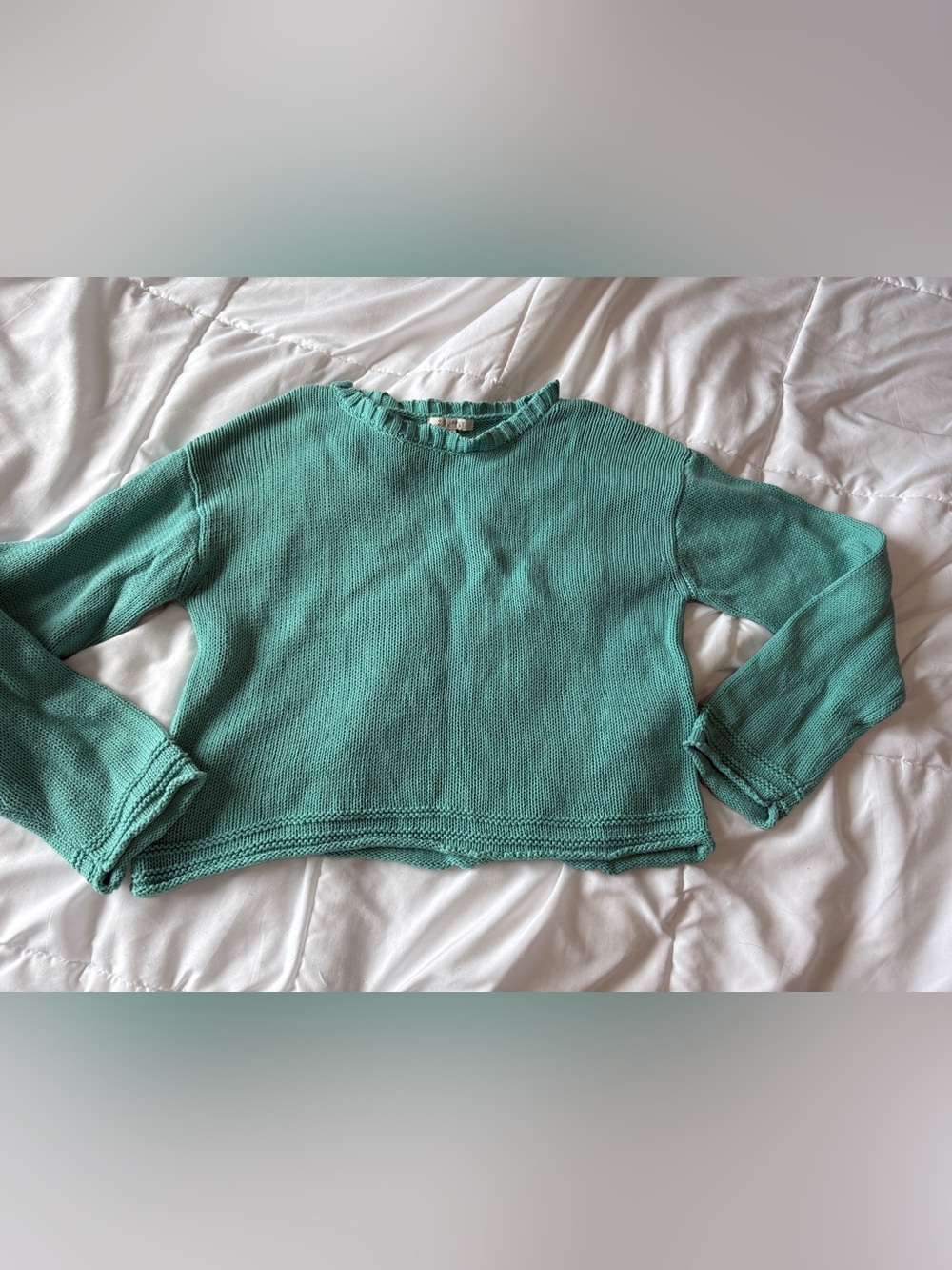 Z Supply Aqua Cropped Knit Sweater Size Small
